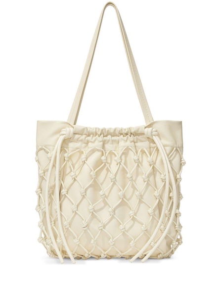 macramé drawstring tote bag