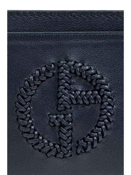 engraved-logo leather card holder