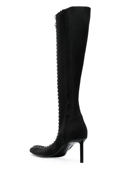 Black Show 70 Leather Lace Detail Knee-High Boots