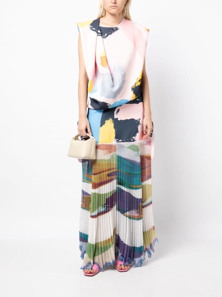 Flagrant abstract-print draped skirt