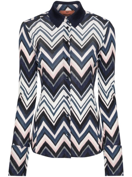 zigzag-print cady shirt