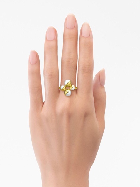 18kt yellow gold M/G TASAKI ARLEQUIN SLASHED freshwater pearl ring