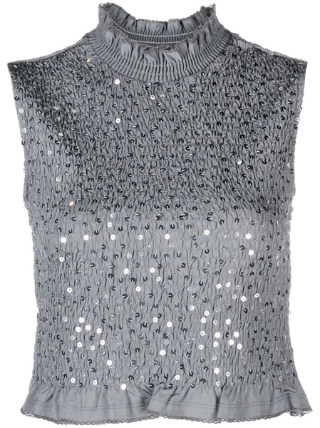 sequin-embellished smocked tank top