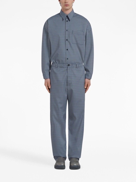 checked wool trousers