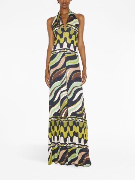 Fiamme-print halterneck jumpsuit