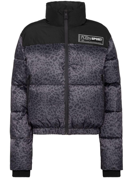 leopard-print puffer jacket