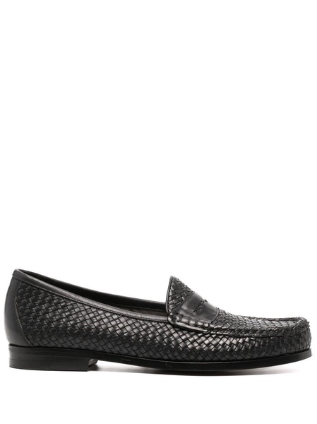 interwoven-design leather loafers