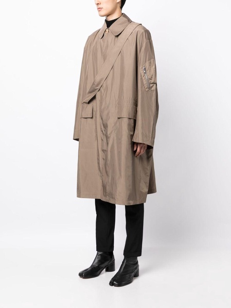 two-pocket strap-detail raincoat 