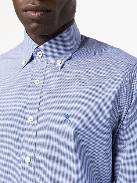 gingham check-pattern cotton shirt