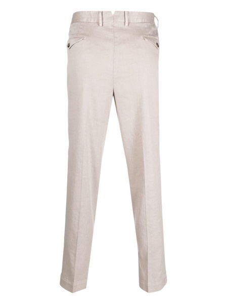 straight-leg box-pleat trousers