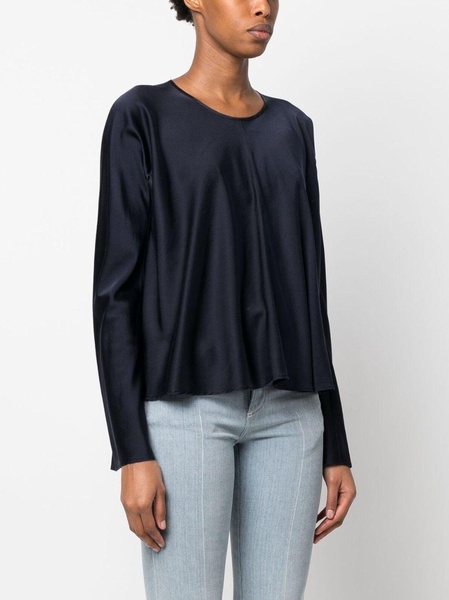 panelled satin-finish blouse