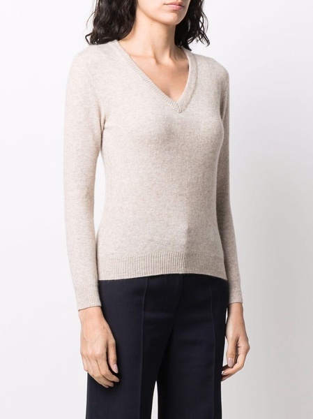 V-neck wool-silk jumper