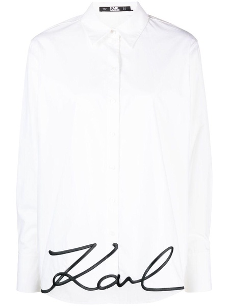 signature-embroidery organic cotton shirt