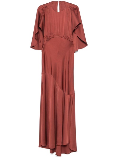 cape-insert round-neck maxi dress