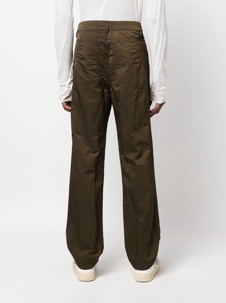 crinckled-finish straight-leg trousers 