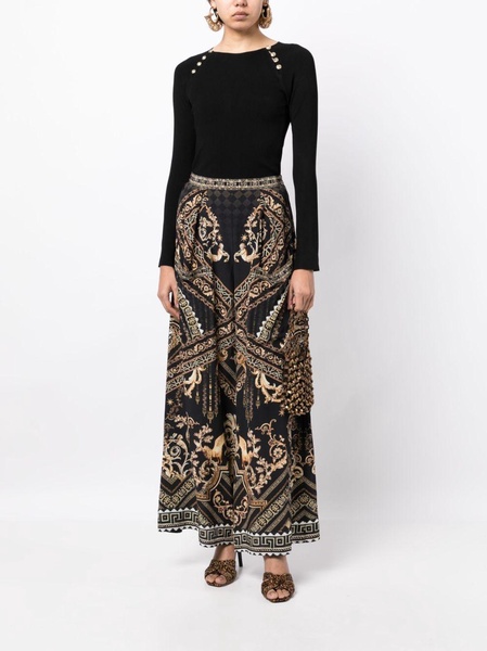 Duomo Dynasty-print silk wide-leg trousers