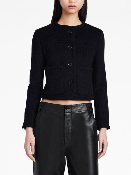 leather cropped straight-leg trousers