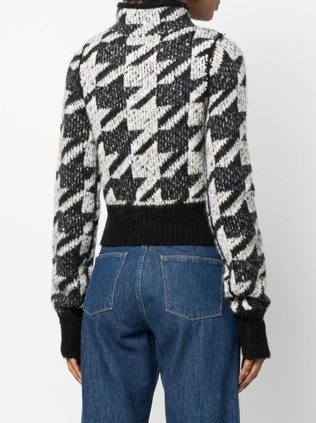 houndstooth-check high-neck jumper