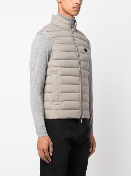 logo-patch zip-up gilet