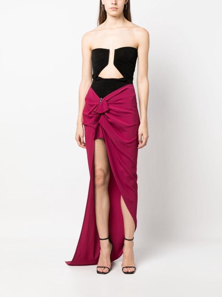 ruffle-trim draped maxi skirt