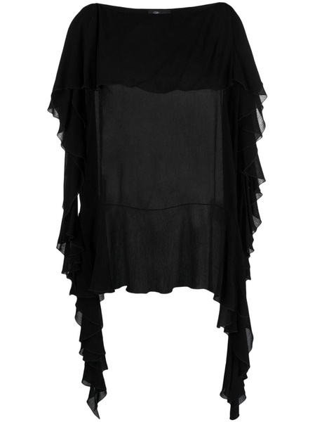 draped semi-sheer blouse