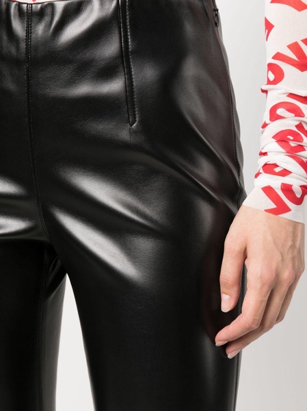 faux-leather flared trousers