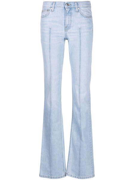 pintuck flared denim jeans