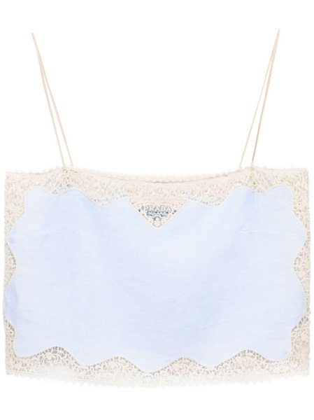 lace-trimmed linen top