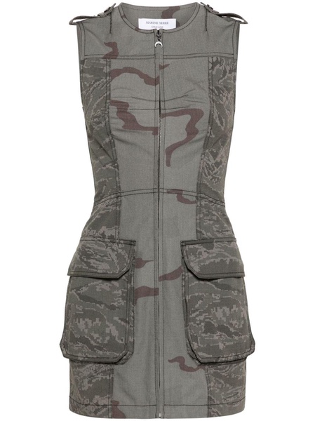 Regenerated camouflage mini dress