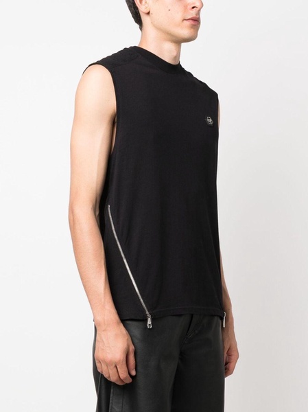 Hexagon zip-detail quilted tank top