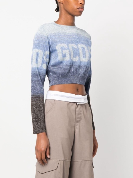 intarsia-knit logo cropped jumper