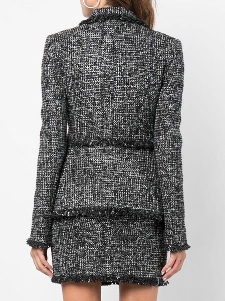 belted-waist tweed blazer