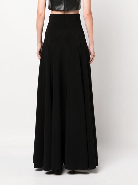 high-waisted pleated maxi skirt