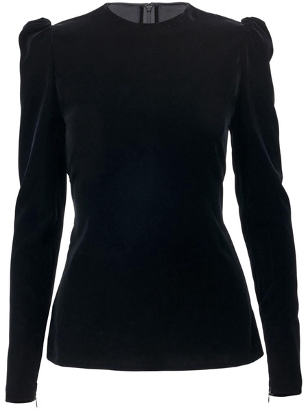 velvet crew-neck blouse