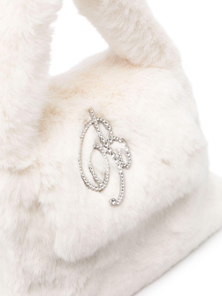 logo lettering faux-fur tote bag 