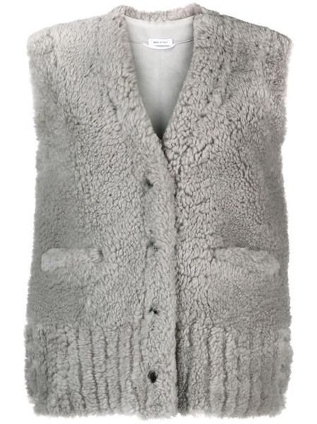 V-neck shearling gilet