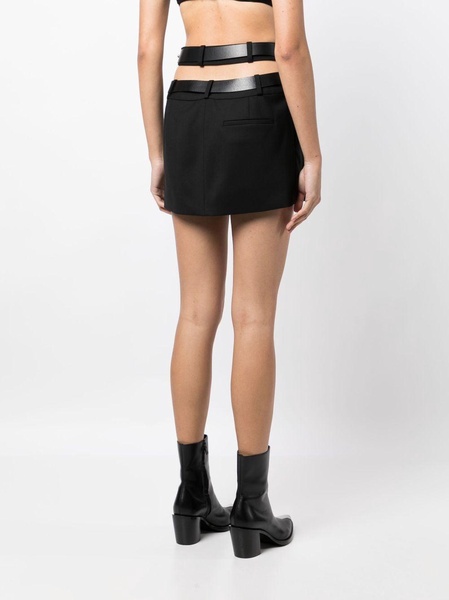 high-waisted belted-waist skirt