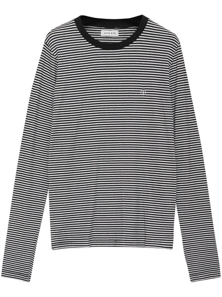 embroidered-logo striped top