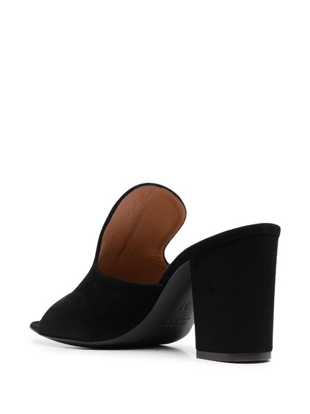 high-heel suede mules