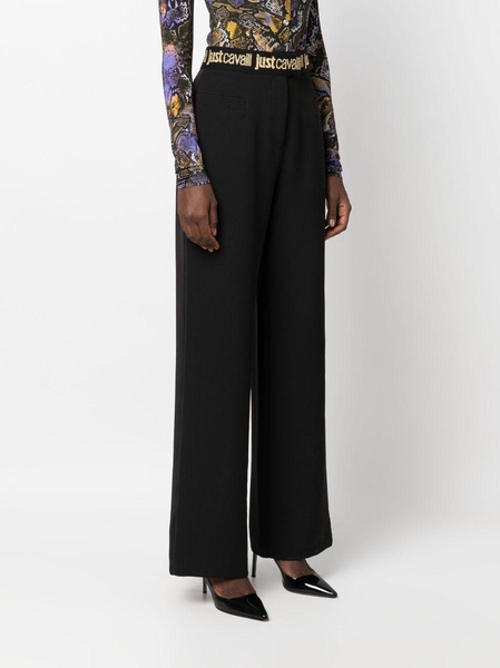 logo-waistband wide-leg trousers