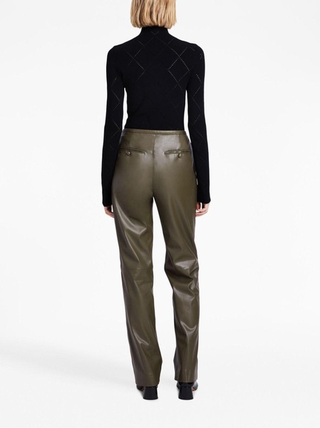 faux-leather straight-leg trousers