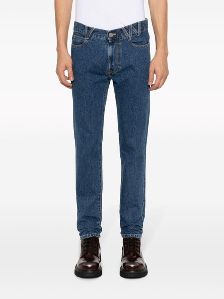 VW-print tapered-leg jeans