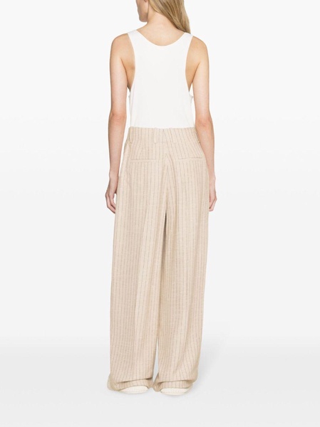 high-waisted pinstripe palazzo pants