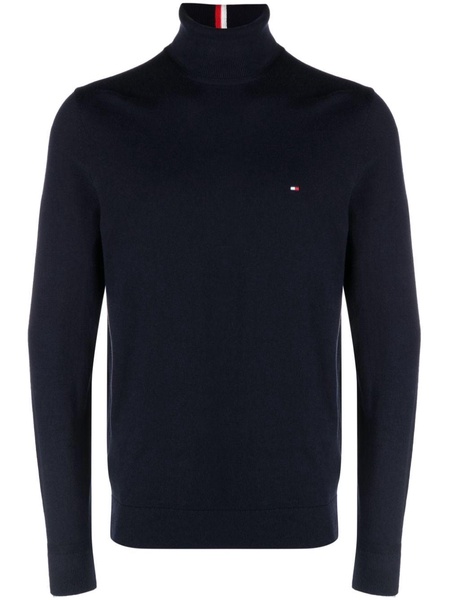 flag embroidered-logo roll neck jumper