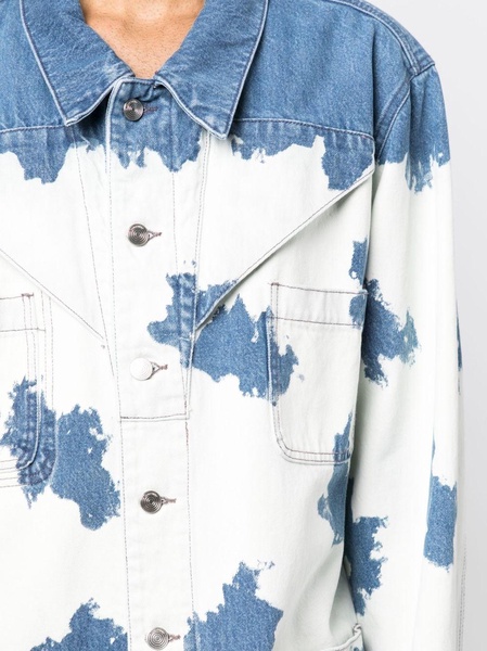 bleach-effect button-up denim jacket