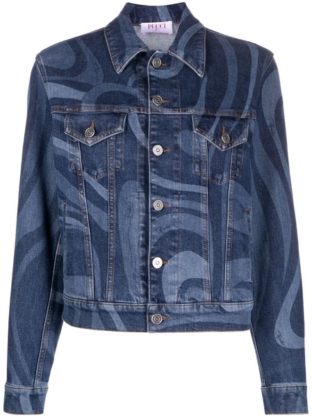 swirl-print denim jacket