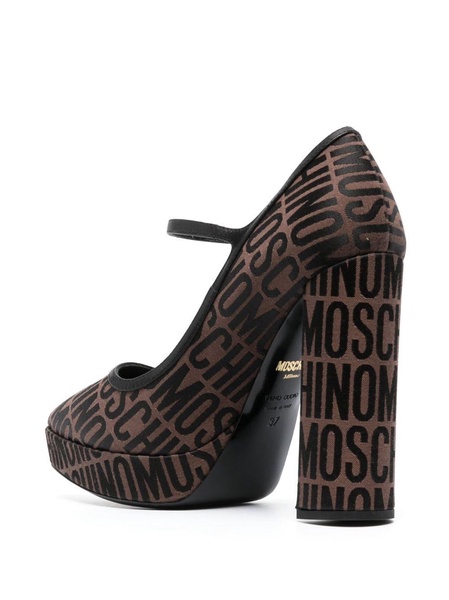 jacquard-logo 125mm block heel pumps