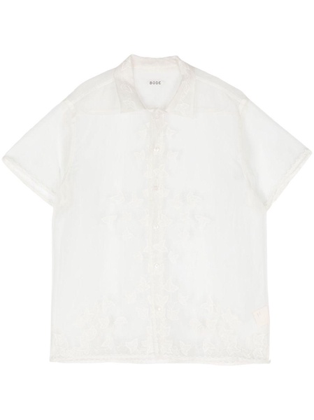 White Ivy Embroidered Silk Shirt