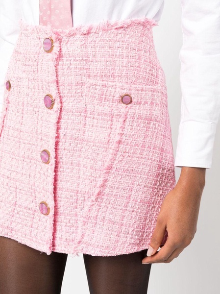 button-up tweed miniskirt