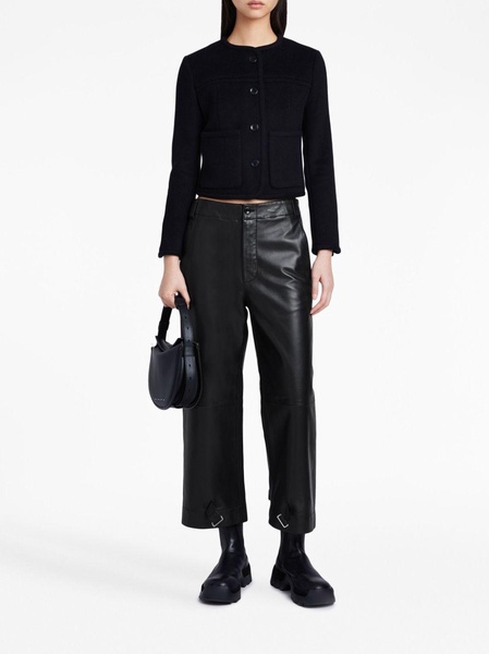 leather cropped straight-leg trousers